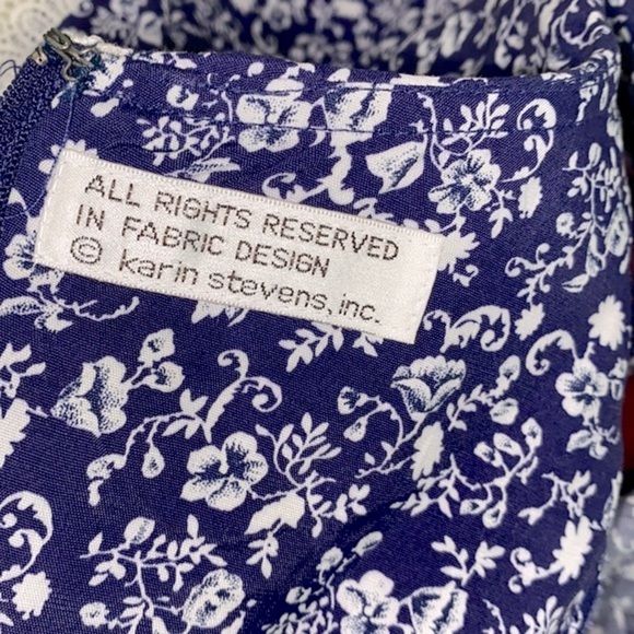 Vintage blue and white maxi dress with Peter Pan collar size 12 - Picture 8 of 11